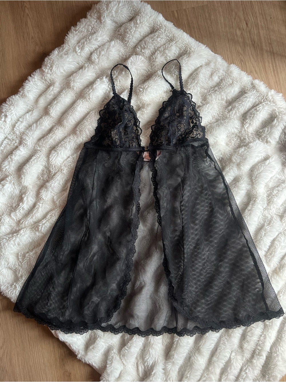Victoria’s Secret Y2K Black Lace & Mesh Babydoll Chemise